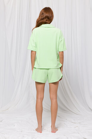 Dames Set van T-shirt en Short, groen 241-50-THM-T/760 