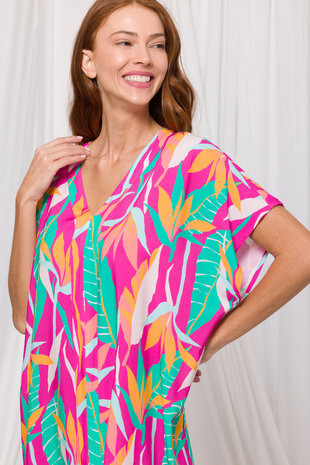 Dames Poncho,multicolor bloemenprint 241-52-XDR-W/984 