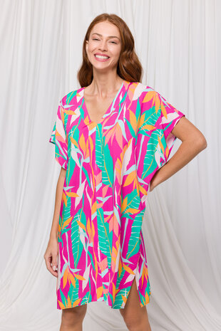 Dames Poncho,multicolor bloemenprint 241-52-XDR-W/984 