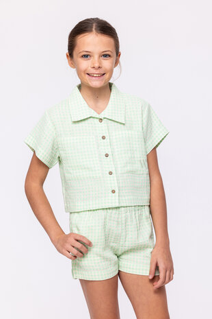 241-10-WPM-W/916 Meisjes-Dames Pyjama, groene ruitje