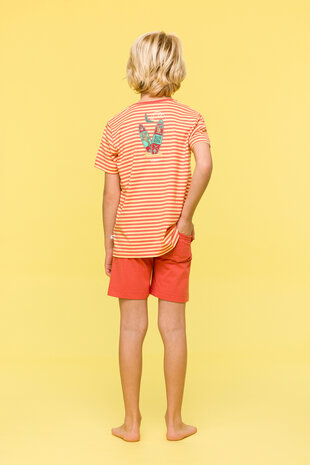Jongens-Heren Pyjama,roest-geel streep 241-10-PSS-S/930 