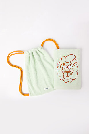 Handdoek + zwemzakje, pastelgroen 241-10-STR-B/706
