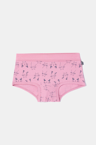252-10-SHD-Z/016 Meisjes shorty, roze + kattenprint