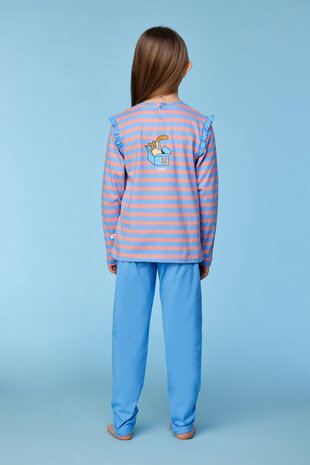 252-10-PLG-S/911 Meisjes pyjama blauw-roze streep