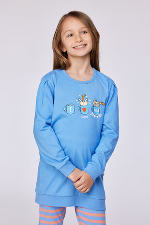 252-10-POP-S/863 Meisjes - dames pyjama blauw