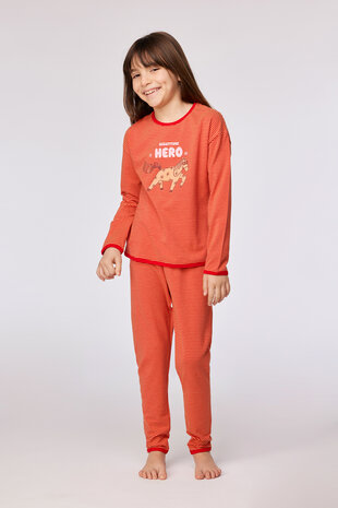 252-10-PZG-Z/935 Meisjes - dames pyjama rode streep