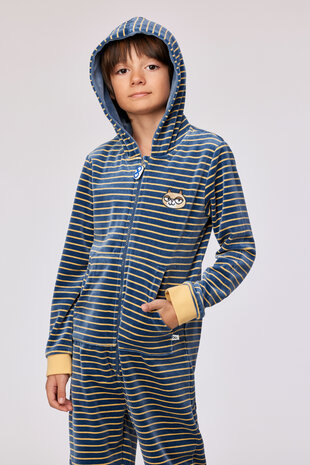 252-10-ONE-V/916 Unisex Onesie,antraciet-gele streep