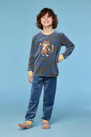 252-10-PLC-V/916  Jongens-Heren Pyjama,antraciet-gele streep