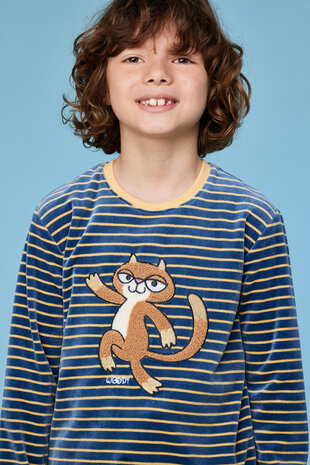 252-10-PLC-V/916  Jongens-Heren Pyjama,antraciet-gele streep