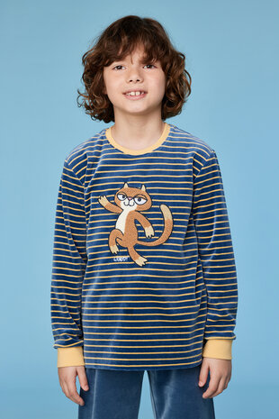 252-10-PLC-V/916  Jongens-Heren Pyjama,antraciet-gele streep