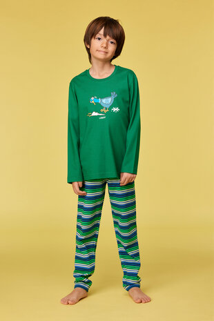 252-10-PLS-S/792 Jongens pyjama donkergroen