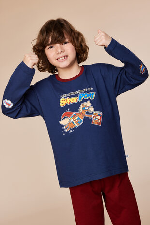 252-10-PLU-S/893 Jongens pyjama donkerblauw