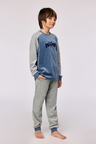 252-10-QRM-V/189 Jongens-Heren Pyjama,blauwgrijs