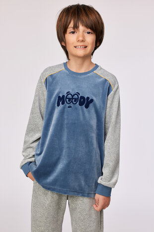 252-10-QRM-V/189 Jongens-Heren Pyjama,blauwgrijs