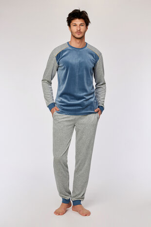 252-10-QRM-V/189 Jongens-Heren Pyjama,blauwgrijs