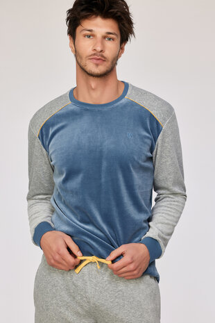252-10-QRM-V/189 Jongens-Heren Pyjama,blauwgrijs