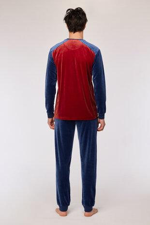 252-10-QRM-V/495 Jongens-Heren Pyjama,donkerrood