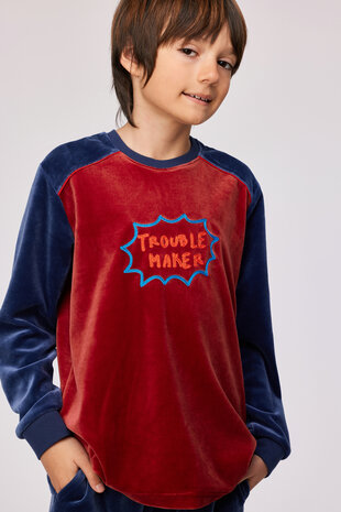 252-10-QRM-V/495 Jongens-Heren Pyjama,donkerrood