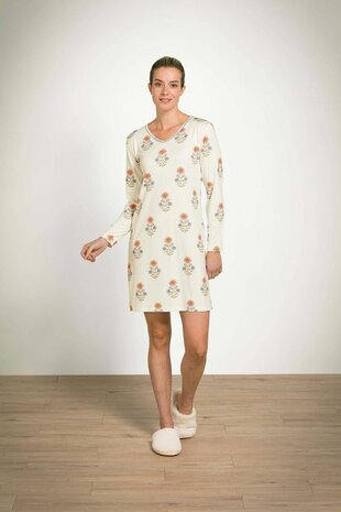 Dana Long Sleeve Nightdress Tanaka White W25-PIP51.503.501