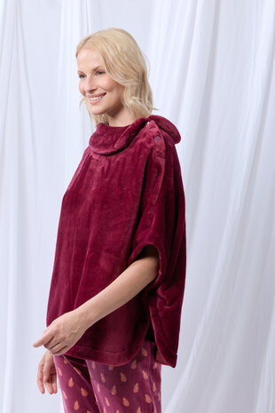 252-52-TLA-C/482 Dames Poncho,wijnrood