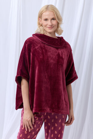 252-52-TLA-C/482 Dames Poncho,wijnrood