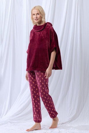 252-52-TLA-C/482 Dames Poncho,wijnrood
