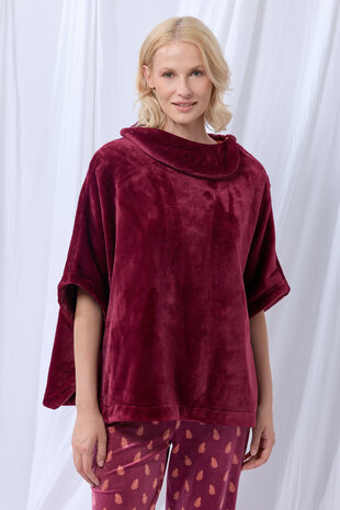 252-52-TLA-C/482 Dames Poncho,wijnrood