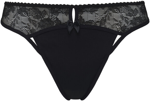Peekaboo Black and sand thong 4cm 37473