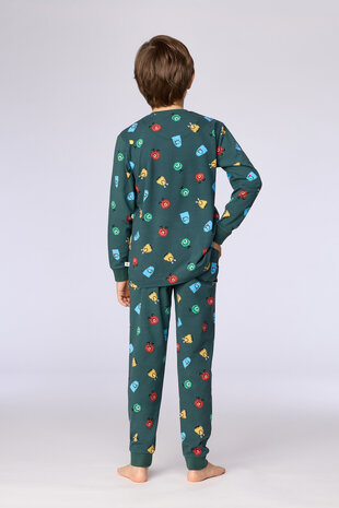 262-10-PLC-Z/916  Jongens-Heren Pyjama,groene alienprint