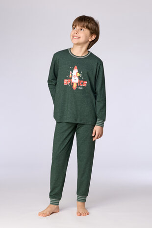 262-10-PLE-Z/789 Jongens-Heren Pyjama, donkergroen